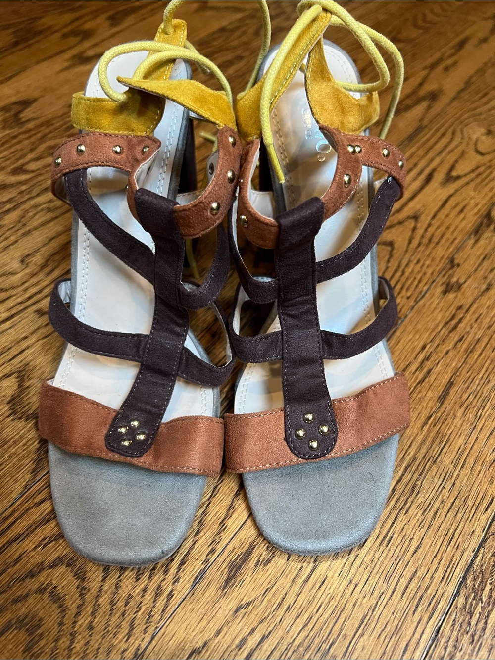 Women's Multi-Color Suede Strappy Sandals